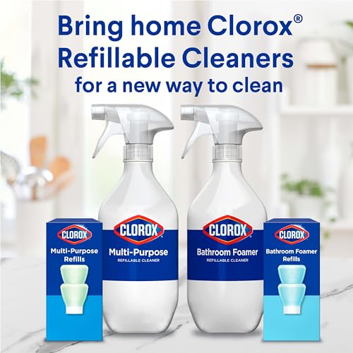 Clorox Bathroom Foamer Refillable Cleaner, Household Essentials, 1 Bottle and 3 Refill, Rain Clean, 1.13 Fl Oz - image 8