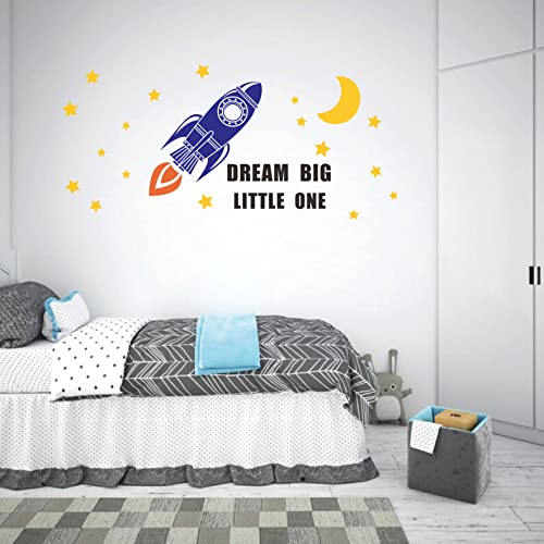 Vinilo decorativo con cohete, luna y estrellas para habitación miniatura 4