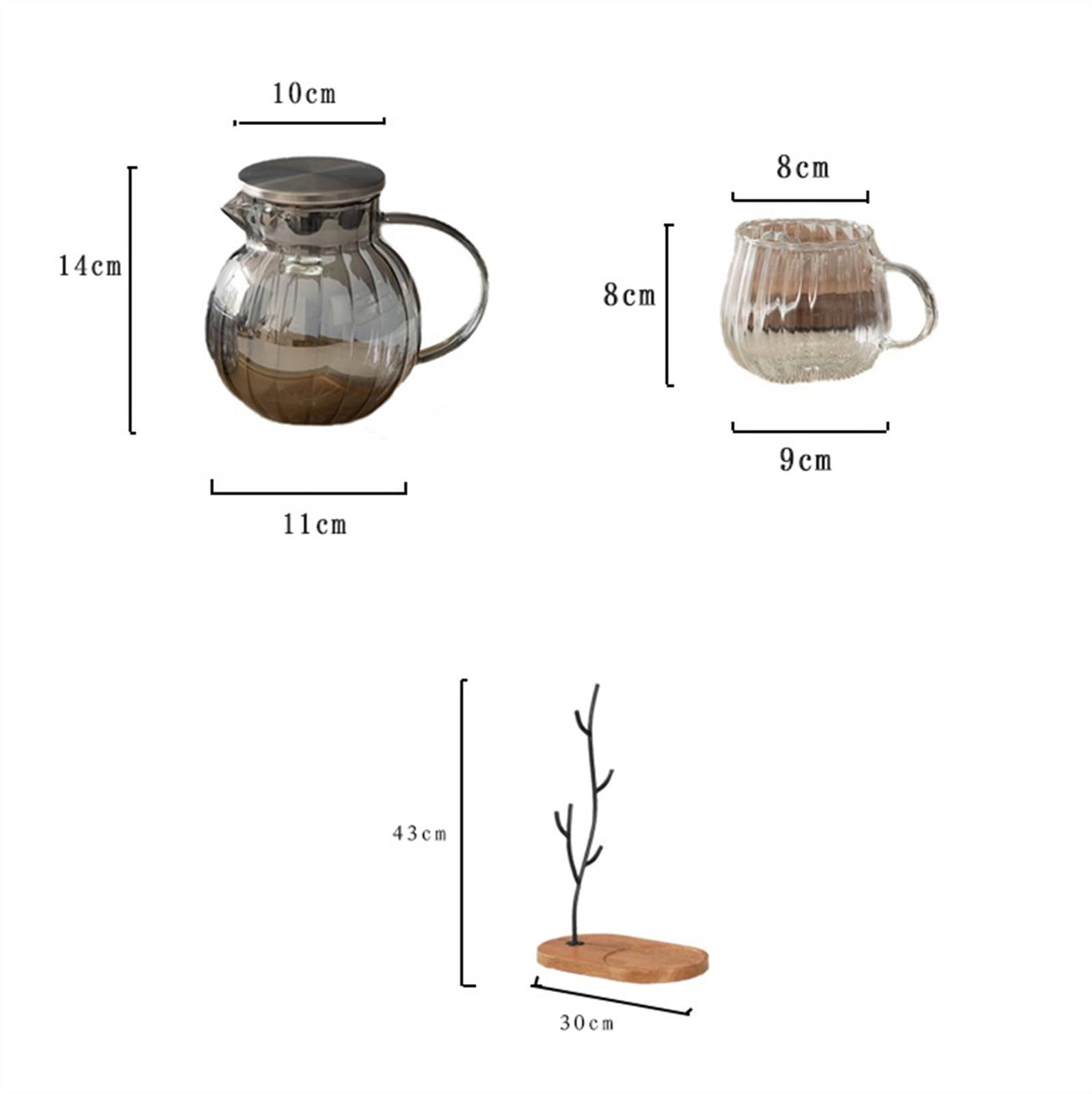 Estrazione a freddo Set da tè in vetro con tazza d'acqua calda e fredda Frigorifero(Gris)