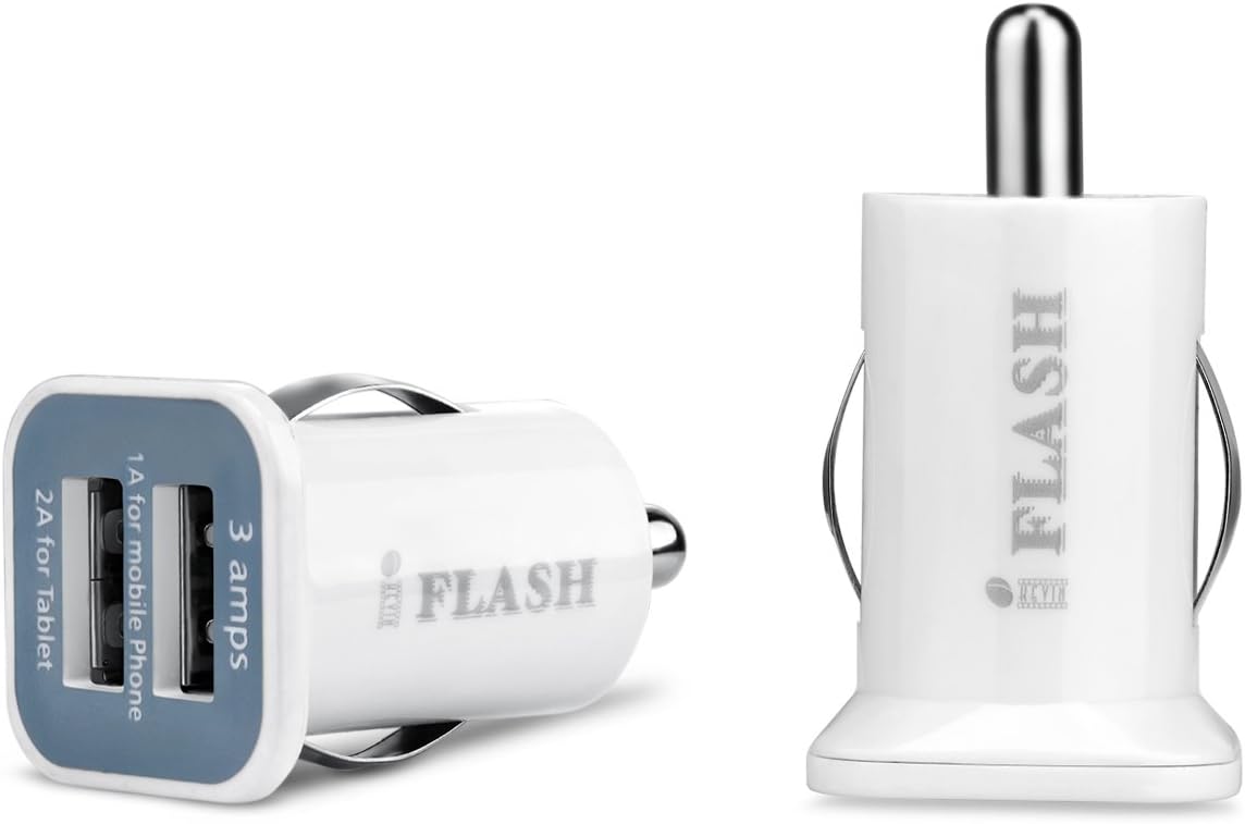 iFlash Dual USB Car Lighter Charger Adapter with 3A Output – fast Heavy Duty Ouput – Support Apple iPad Pro / Air 2 / mini 2/3/4 iPhone X / 8 Plus / 7 / 6S Plus / 6 / SE /5S (White) iFlash Dual USB Car Lighter Charger Adapter with 3A Output – fast Heavy Duty Ouput – Support Apple iPad Pro / Air 2 / mini 2/3/4 iPhone X / 8 Plus / 7 / 6S Plus / 6 / SE /5S (White)
