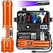 Blukar Taschenlampe LED Aufladbar, 2 Farbtemperaturen Extrem Hell Stufenlos Dimmbar Taschenlampen Zoombar Handlampe mit Hauptlicht & Seitlich COB-Licht, 7 Modi Wasserdicht Flashlight, Orange