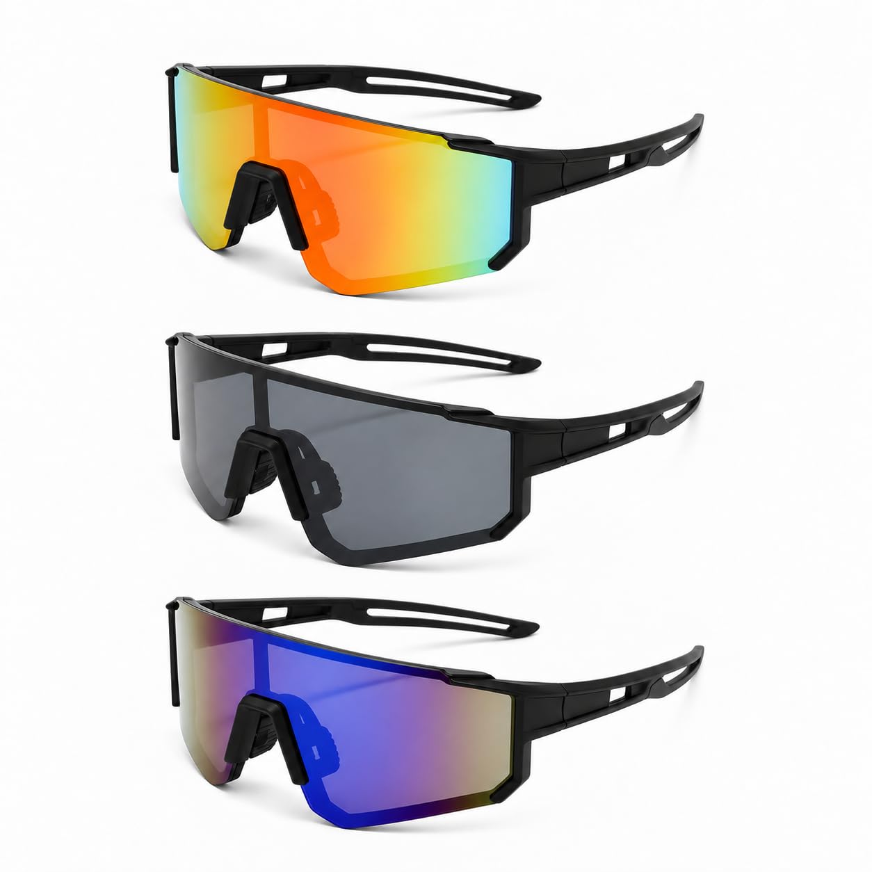 3PCS Running Glasses, Polarised Sunglasses UV400, Cycling Glasses Sports