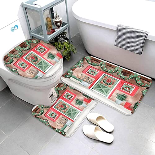 Badematten Set 3D 40x60 Weihnachten Badezimmerteppich-Set absorbierend 3-teiliges maschinenwaschbare weich badteppich… – Bild 5