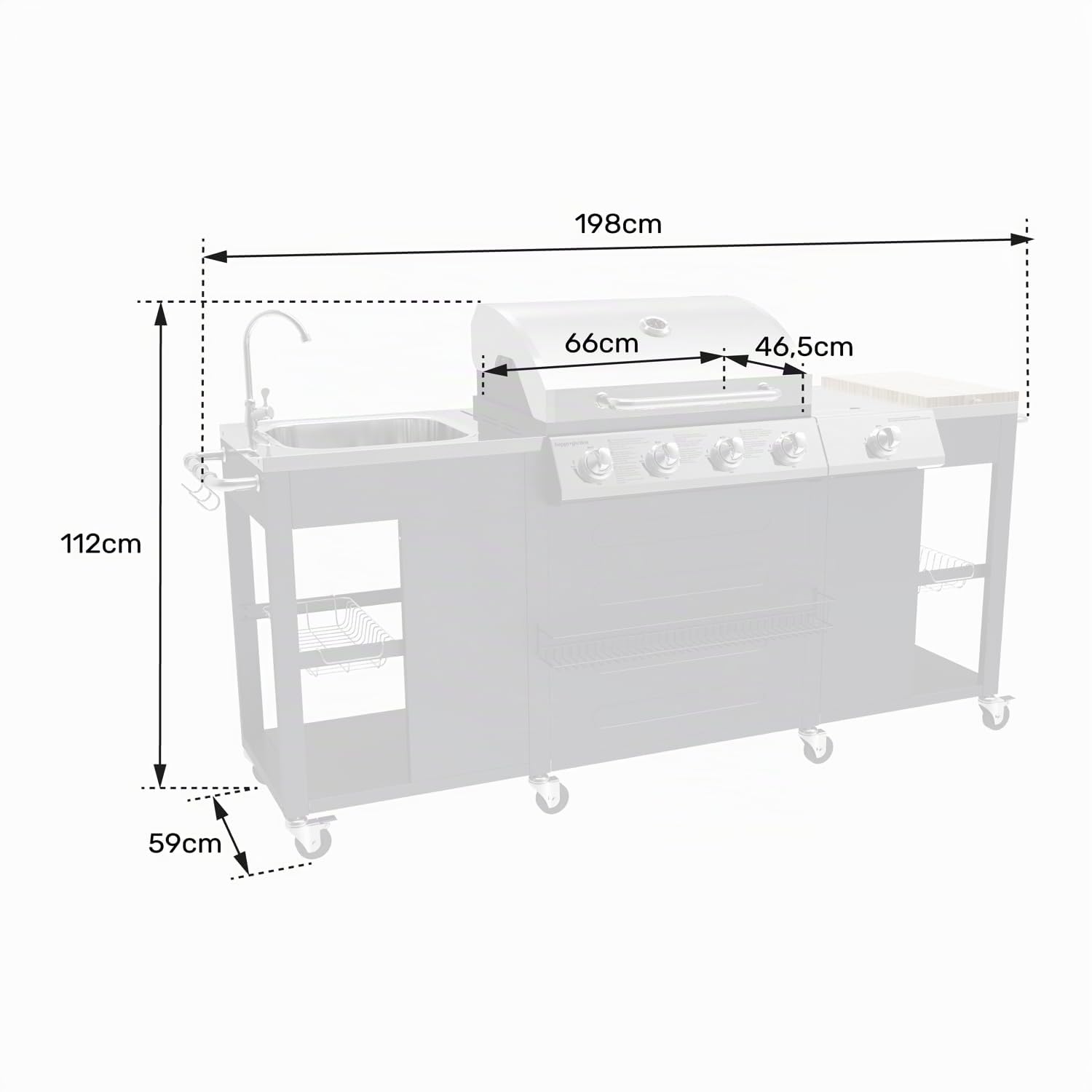 Barbacoa de gas Texas 4+1 quemadores 17,2 kW 2 años de garantía