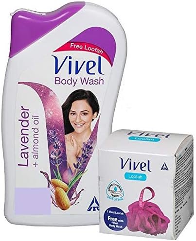Vivel Lavender Almond Oil Body Wash, 100ml With Vivel Loofah Free