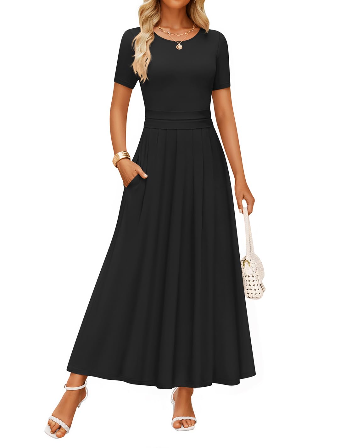 Women's Casual Summer 2026 Short Sleeve Maxi Dress