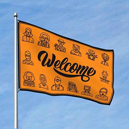 Drapeau de bienvenue cool poster et personnages d'Halloween decoration murale 152x244