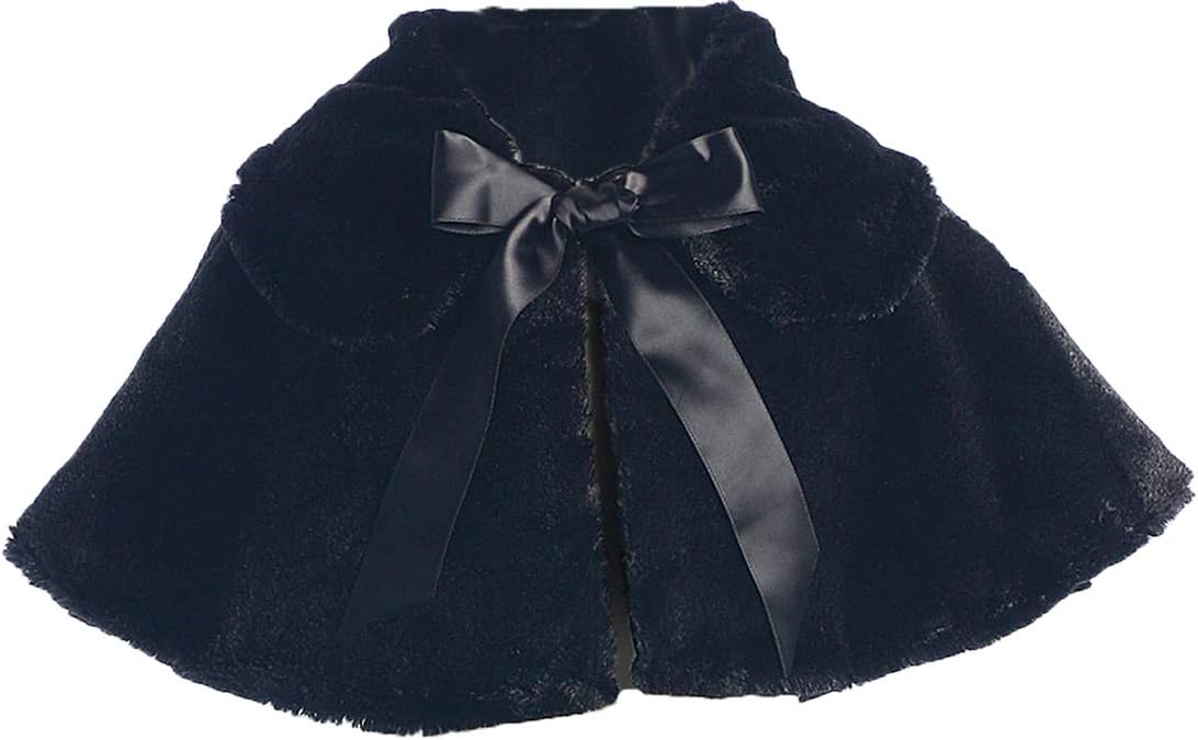 Girl's Soft Faux Fur Cape in Black, White or Ivory (Infant 6-24 Month)(Girls 2-12)