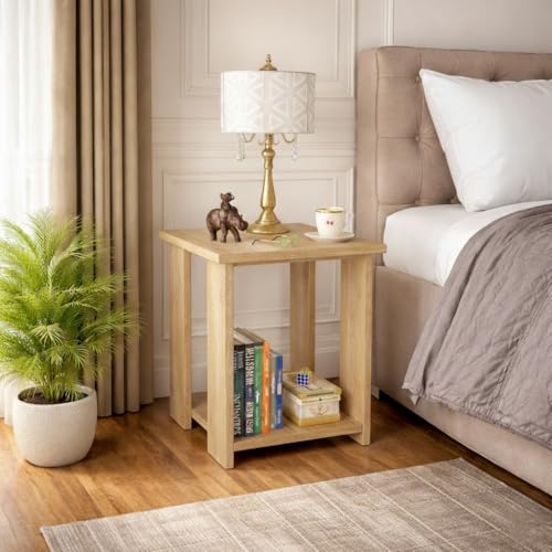 Image of SPYDER CRAFT Modish Wood Bedside Table for Bedroom|Wooden Modern Side Tables for Bedroom|Side Table for Bed Room|Corner Table for Bed Room (Finish Color -Oak, DIY(Do-It-Yourself))