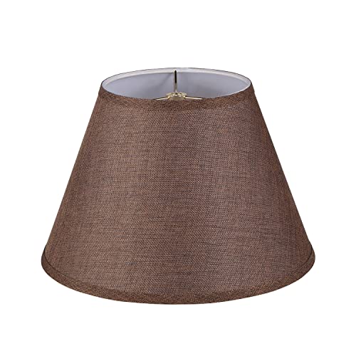 Aspen Creative 32089A, Hardback Empire Transitional Spider Shade, Dark Brown Burlap Texture Fabric, 7" Top x 13" Bottom x 9" Slant