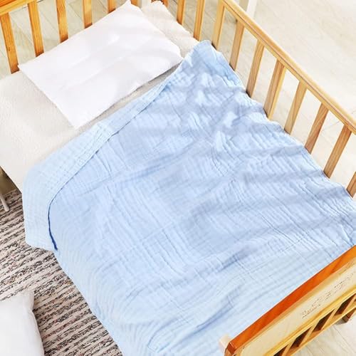 Image of Kassy Pop Muslin Cotton Bath Towel Cum Baby Swaddler | Extra Soft Towels for Newborn 0 to 3 Years l 100% Organic Cotton wash Towel | 105 X 105 cm (Blue)