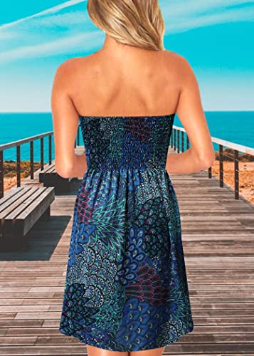 Image of Zyyfly Strapless Dress for Women Summer Beach Boho Smocked Tube Top Dress