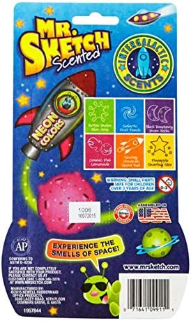 Mr. Sketch 1938416 Scented Markers, Chisel Tip, Intergalactic Neon, 6-Count
