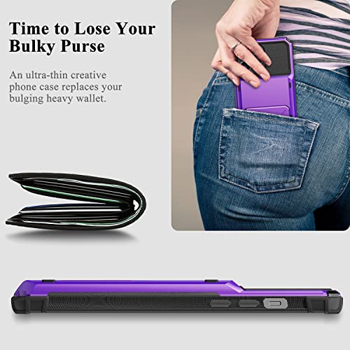 Lakibeibi For Iphone 14 Pro Max Phone Case,Dual Layer Non-Slip Iphone 14 Pro Max Case Wallet With Hidden Card Slot Storage 5 Cards Hard Shell Shockproof Case Flip Case For Iphone 14 Pro Max,Purple #TOP2