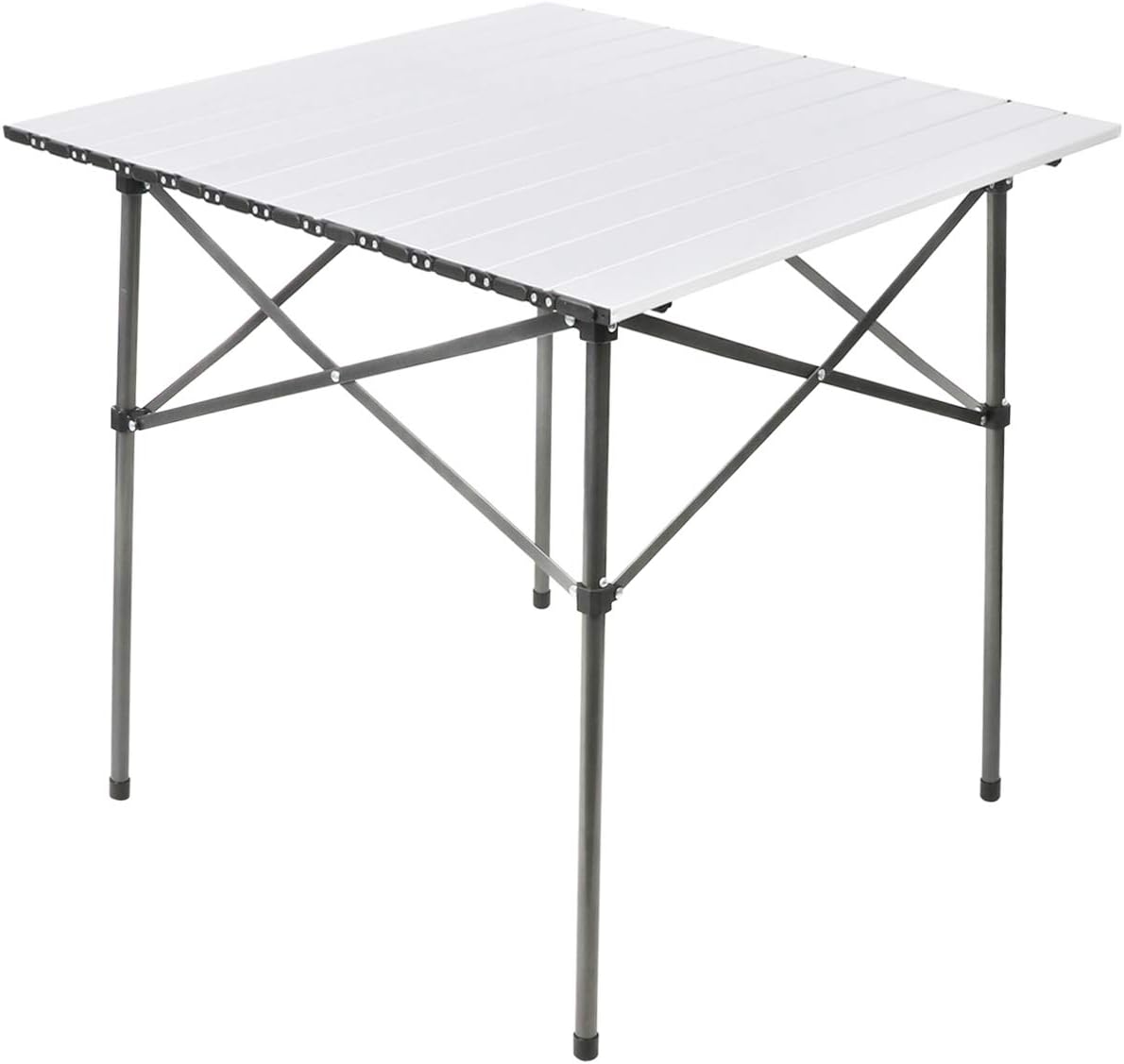 PORTAL Lightweight Aluminum Folding Square Table Roll Up Top 4 People Compact Table with Carry Bag For Camping, Picnic, Backyards, BBQ (White) : Sports & Outdoors