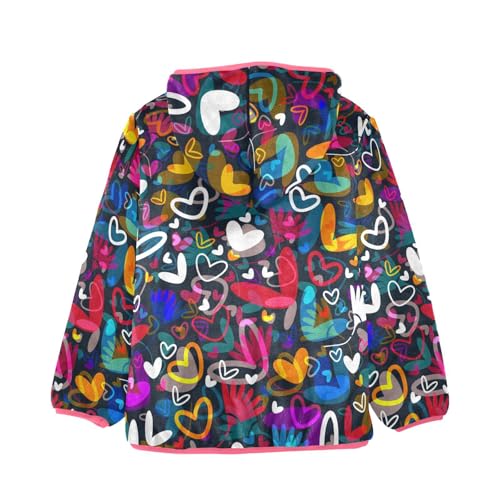OTVEE Flowers Hearts Pattern Kids Hoodie Jacket Fall Spring Full Zip Warm Outwear Coat2