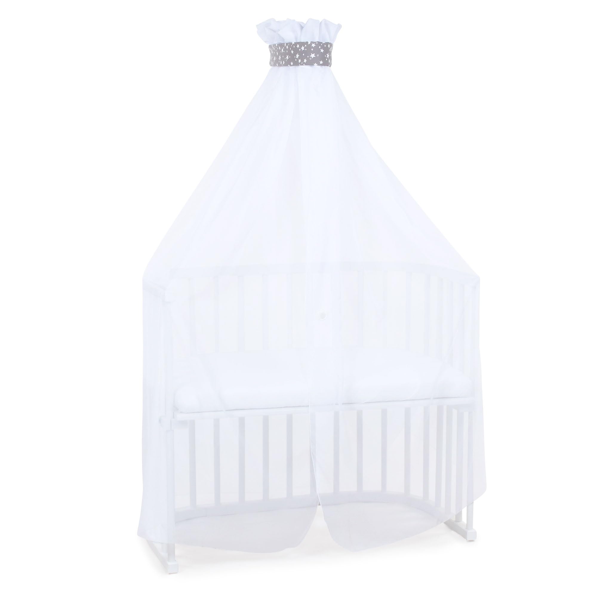 babybay Mosquito Protection and Canopy Pique with Strap Suitable for All Models up to 96 cm Length, Taupe Stars White
