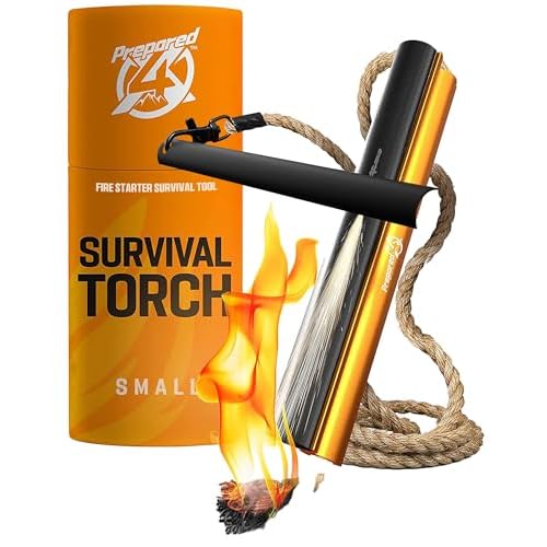 Fire Starter Survival Tool – All-in-One Flint and Steel Fire Starter Kit – Ferro Rod Fire Starter with 36″ Waterproof Tinder Wick Rope and Steel Fire Striker – Patented Firestarter | Prepared4X