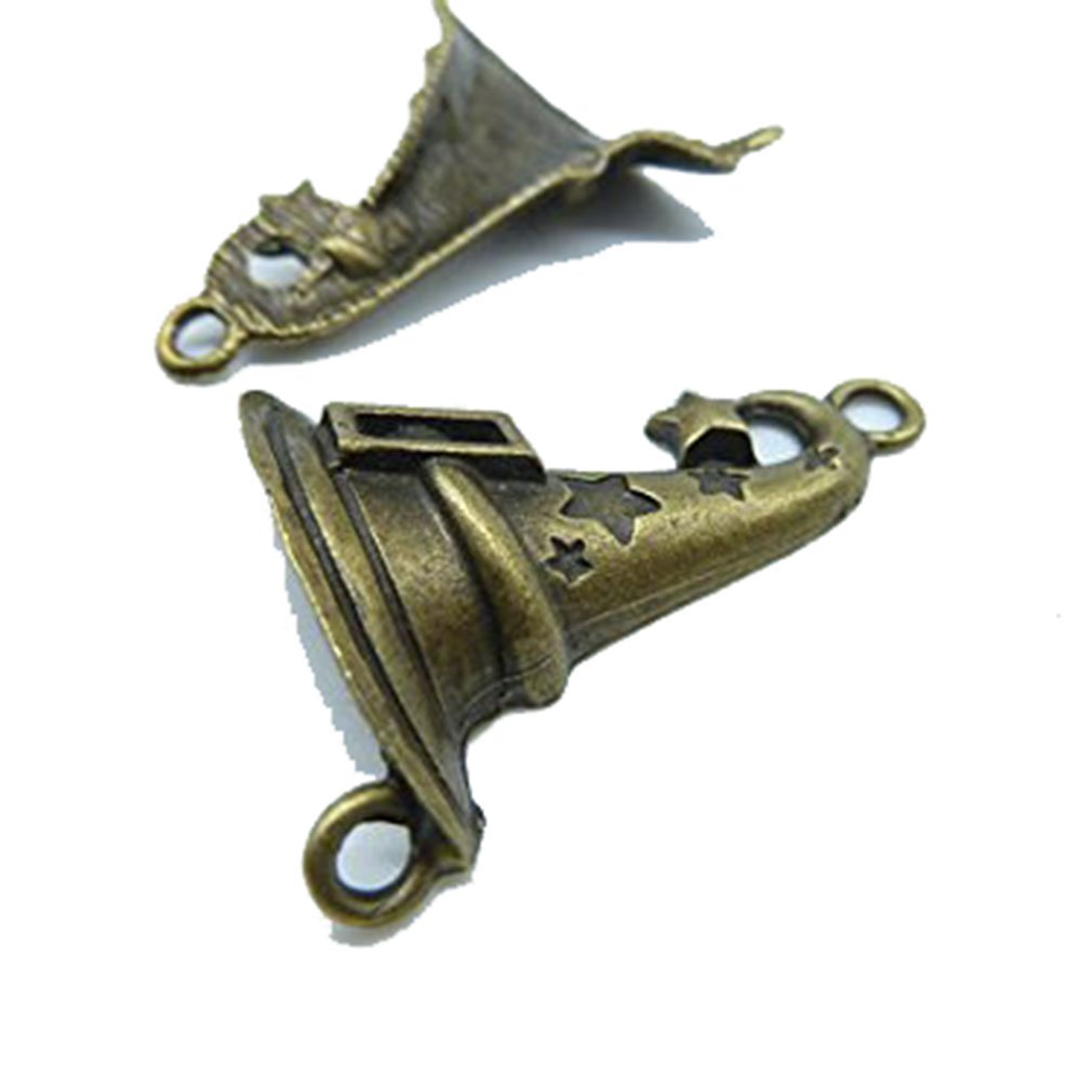 QIANDI 10pcs 25x34mm Antique Bronze Lovely Witch Hats Charms Pendant c2721