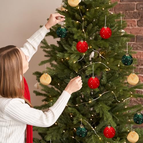 Boules de Noël en velours décorations sphériques suspendables incassables - 7