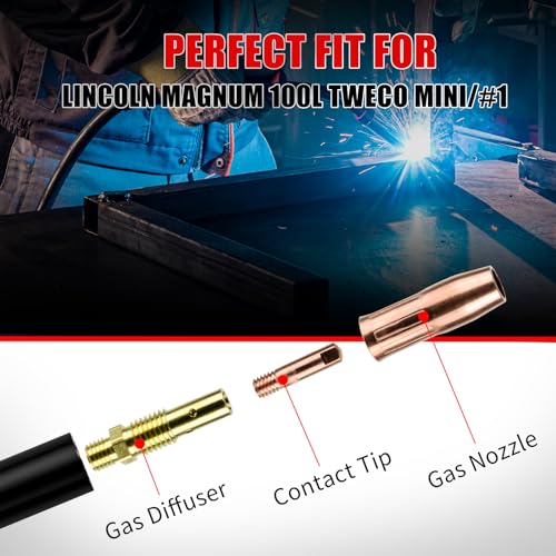YesRight Acessório de pistola de solda Mig, kit de substituição de soldador de 0,1 cm para Lincoln M