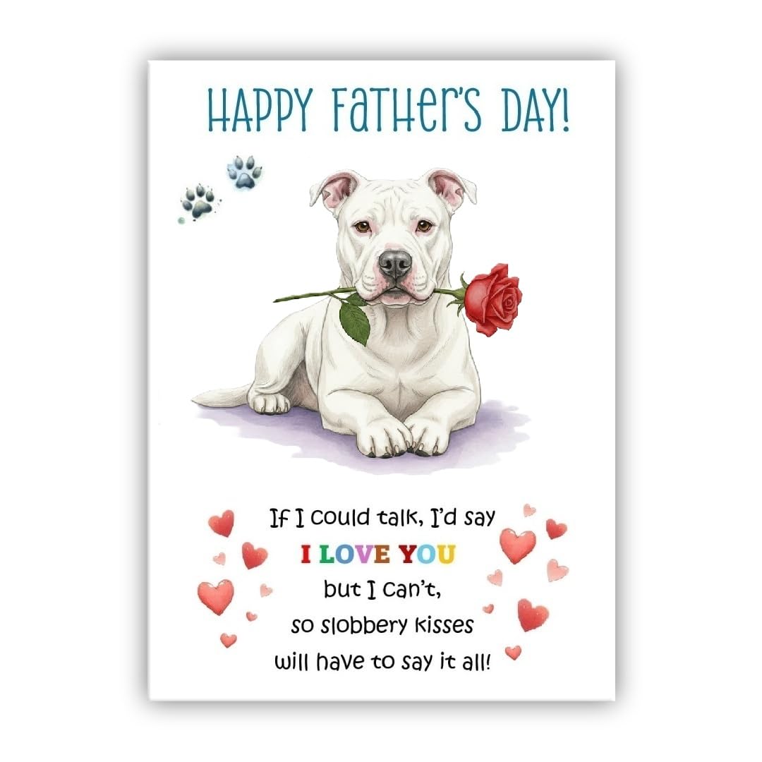 Father’s Day Card From the Dog. Multiple Breeds Available. Adorable Fathers Day Pet Card (• American Bulldog white) — image 1