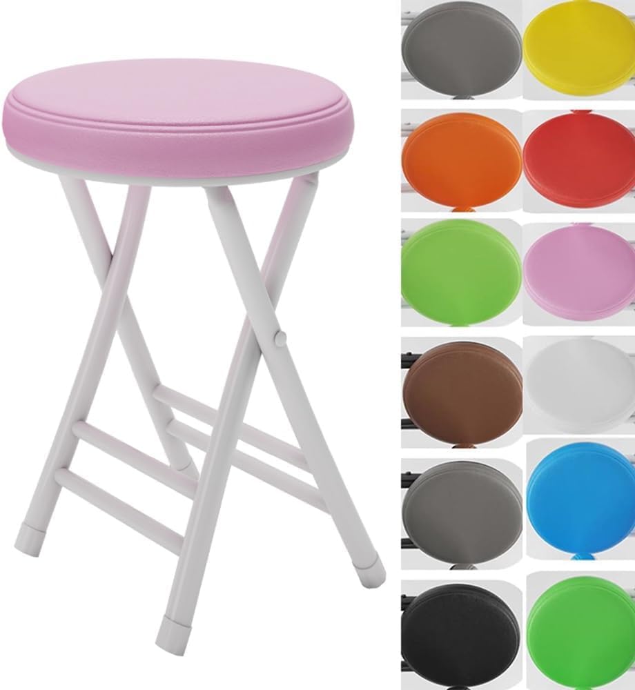 Sgabello imbottito pieghevole da 50 cm/20 pollici, sgabello da bar ad altezza bancone, seduta portatile, pieghevole e impilabile per adulti.