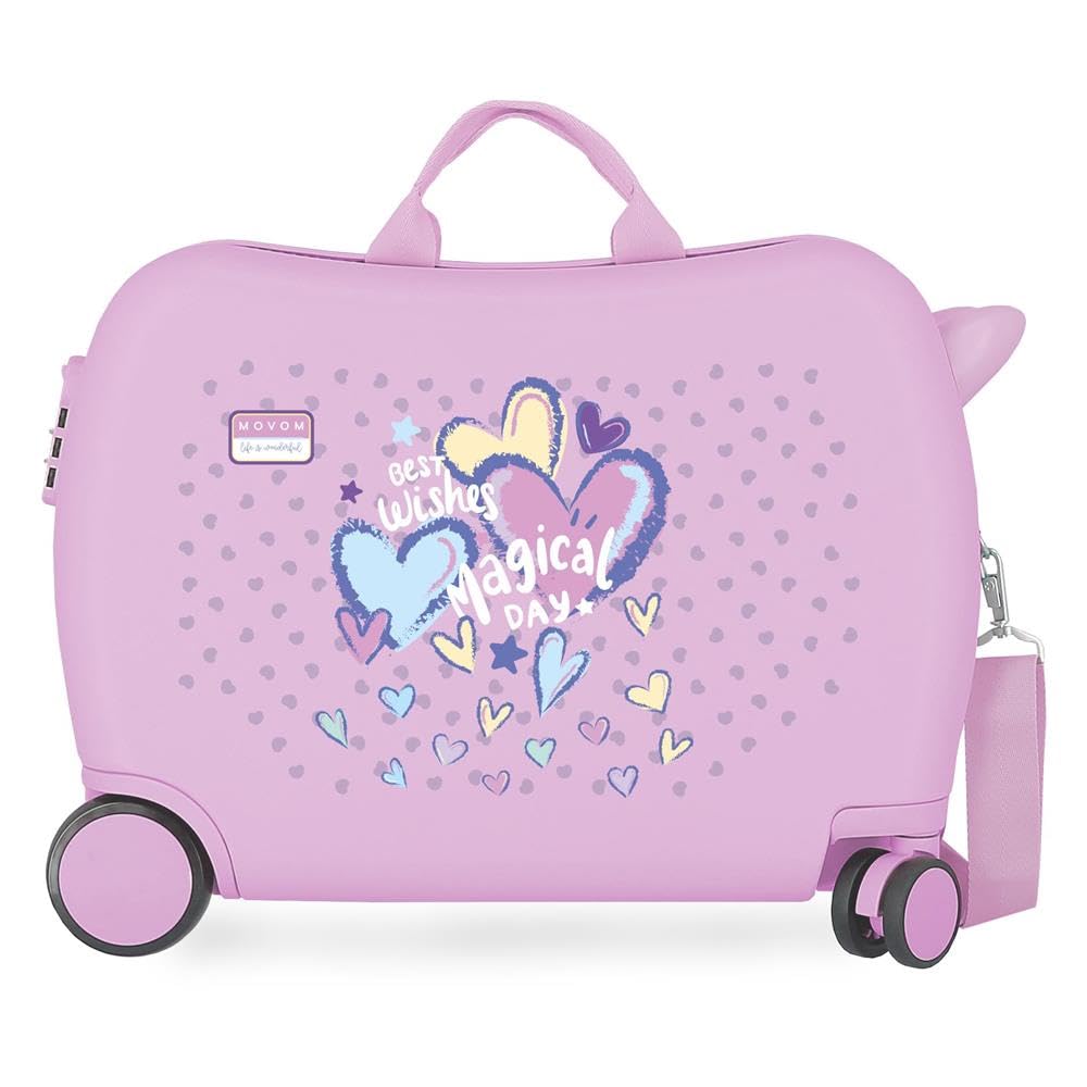 Movom Best Wishes Purple Children's Suitcase 50x38x20 cm Rigid ABS Side Combination Closure 34L 2.1kg 4 Wheels