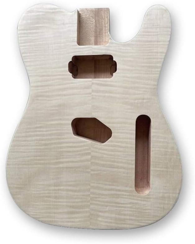 electric Guitar Body, Unfinished Solid Wood Mahogany with Flame Maple Veneer–diy Replacement for Guitar Builds & Repairs