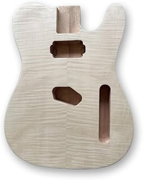 electric Guitar Body, Unfinished Solid Wood Mahogany with Flame Maple Veneerdiy Replacement for Guitar Builds & Repairs