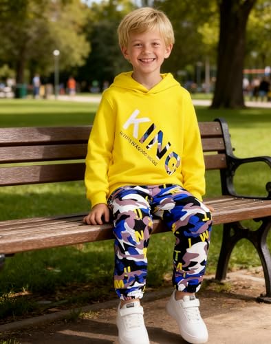 Image of KIDLAGA Toddler Boy Clothes Long Sleeve Hoodie Sweatsuits Tops and Pants Boys Fall Winter Color Block Outfits Set 5-12 Years