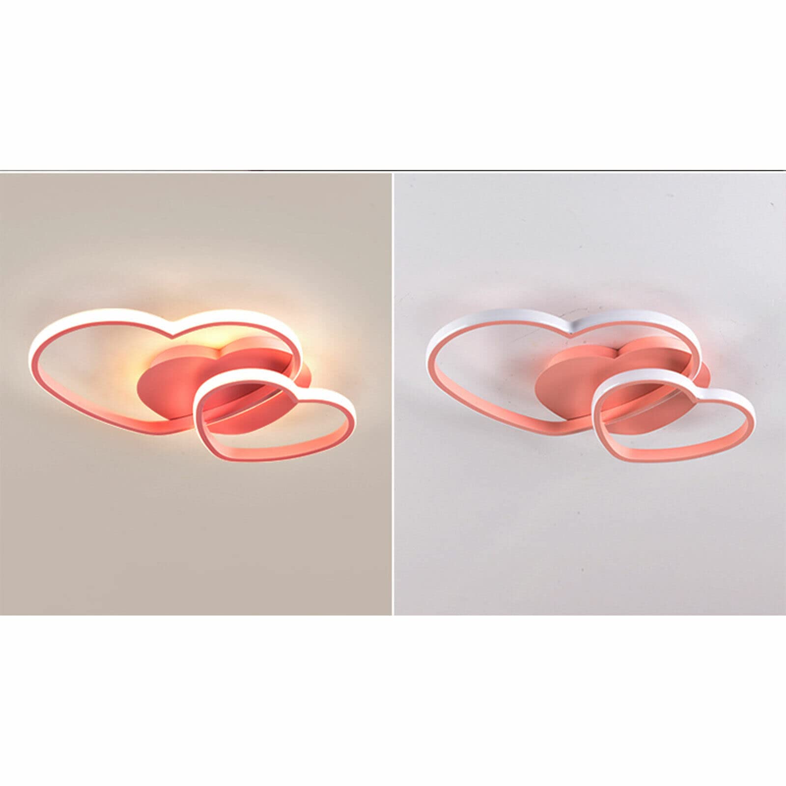 LED Deckenlampe, 42W Herz Deckenleuchte dimmbar mit Fernbedienung, 3500-6500k Kinder Deckenlampe, Für Kinderzimmer Jungenzimmer Mädchenzimmer, Rosa