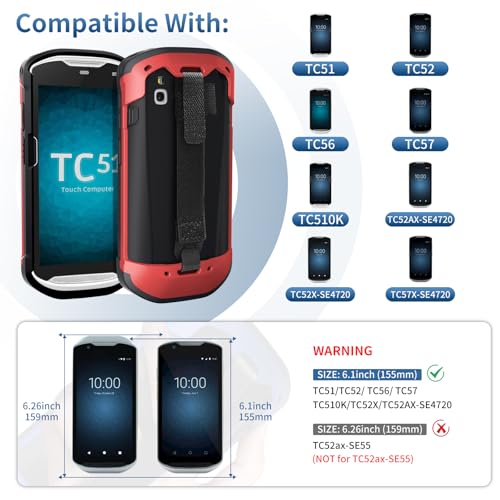 protective case cover for zebra tc51 tc52 tc56 tc57 tc510k rugged boot with hand strap for zebra phone case with tempered glass red