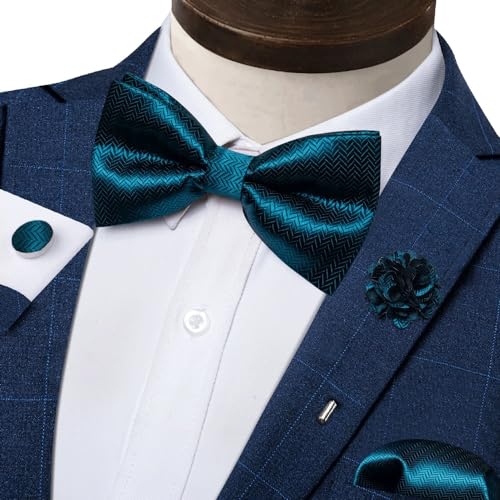 Pajarita de seda azul para hombre miniatura 2