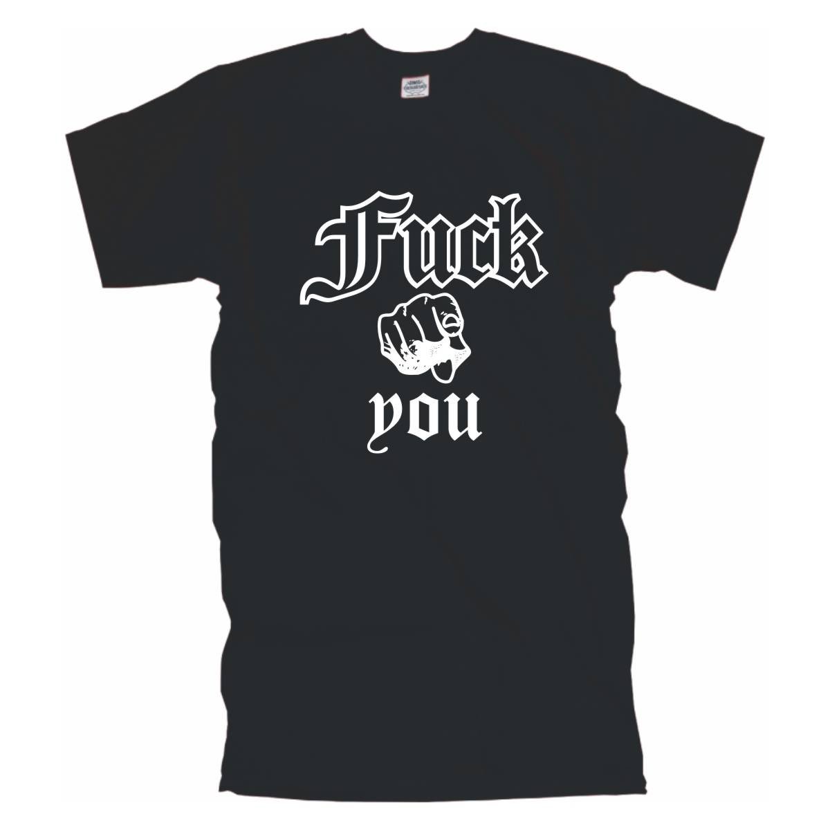 Fuck You edel bedrucktes schwarzes Männer T-Shirt mit coolem Motiv Herren Funshirt witziges Geschenk Baumwolle auch Übergrößen (BL039) 12XL