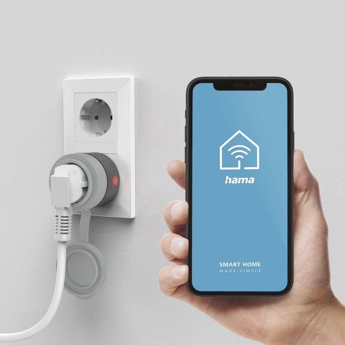 Hama Presa Wi-Fi per esterni (presa da giardino senza hub, presa Wi-Fi esterna per controllo app e vocale, illuminazione natalizia esterna, attrezzi da giardino, decorazione natalizia, resistente alle
