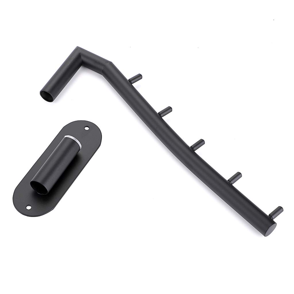 SUMNACON Lot de 2 cintres muraux en acier inoxydable avec bras oscillant, organiseur de rangement robuste pour vêtements, buanderie, chambre à coucher, séchoir à vêtements avec 5 crochets, noir