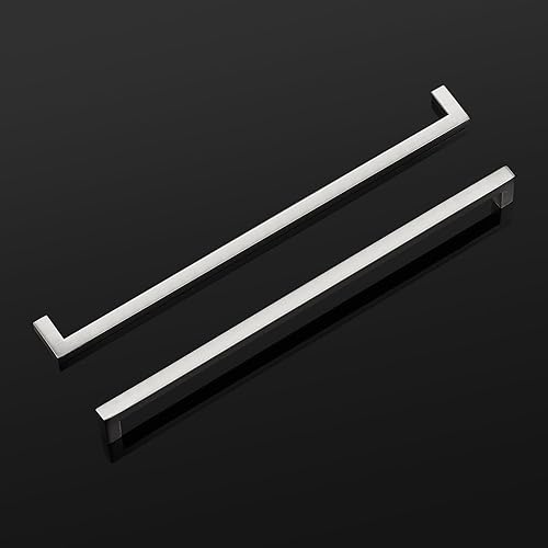 Miniatura 9 de Manijas Probrico de acero inoxidable de 12 pulgada para puerta de armario de cocina, cuadradas, níquel satinado, centro de orificios de 3.78