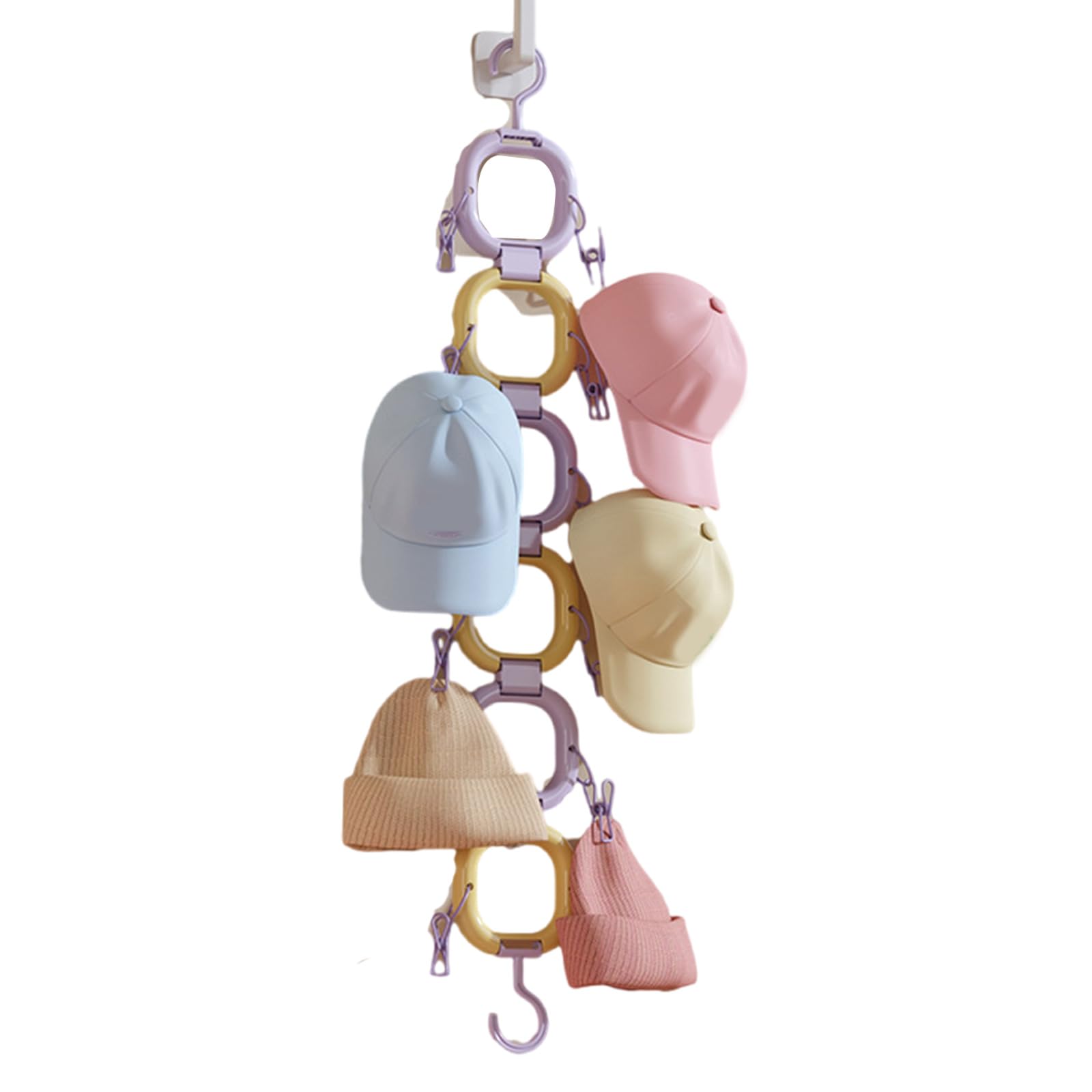 XuQiZZpp Multi Loop Hat Organiser for Closet Door Wall Mounted Vertical Storage Baseball Caps Accessories Display Rack