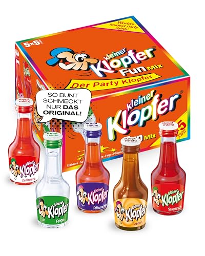 Kleiner Klopfer Fun Mix I 25 Mini Liköre à 20 ml I 5 beliebte Sorten Erdbeere Sauerkirsch Cream Feige & Pfläumchen I Likör-Mix für Feiern Geburtstag & Karneval