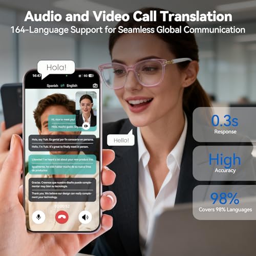 Image of AI Smart Glasses for Men & Women - Powered by ChatGPT, Real-Time Translation, Bluetooth Glasses with Photochromic Lens, Music & Hands-Free Calling, UV & Blue Light Protection, Thin Temples