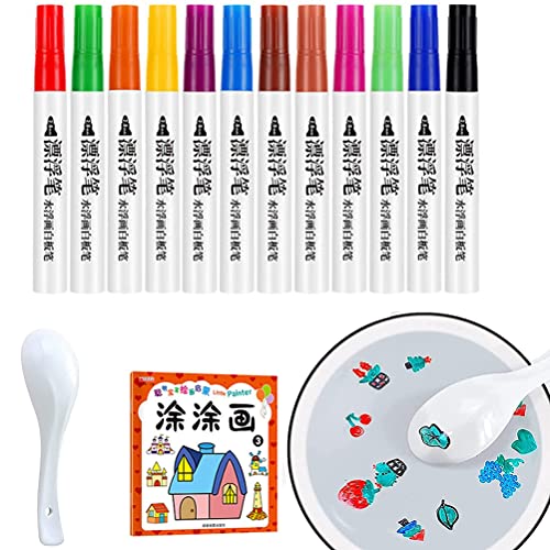 Caneta mágica de pintura de água com colher e borracha, caneta mágica de pintura de água, caneta flu