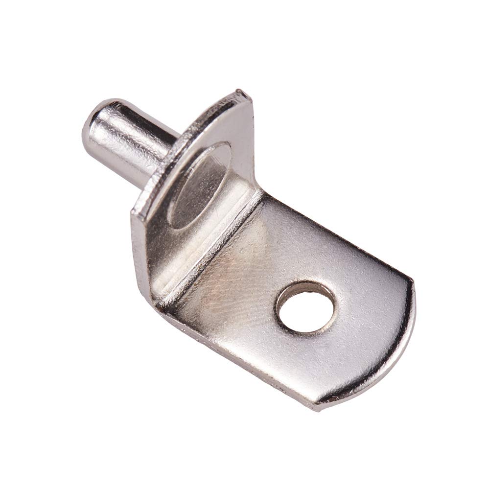 INCREWAYShelf Support Pegs, 50Pcs Durable Iron Shelf Pegs Pins L-Shaped Support Metal Bracket Style Shelf Support Pins with Hole for Furniture Cabinet Kitchen Bookcase, Silver, 0.2in/5mm