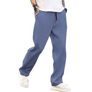 Mens Baggy Lounge Pants High Waisted Drawstring Lightweight Hiking Athletic Pant Trousers with Pockets