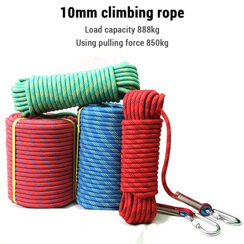 Daconovo Corda de escalada de 10mm para adultos com gancho duplo durável para escalada em árvores, a