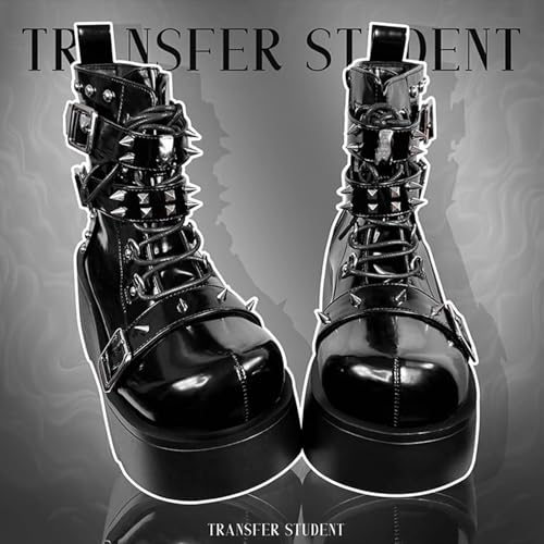 Women's Platform Gothic Ankle Booties With Adjust Studded Metal Buckle Fashion Y2k Zip Lace Up Wedge Thick Sole Punk Motorcycle Combat Short Boots3