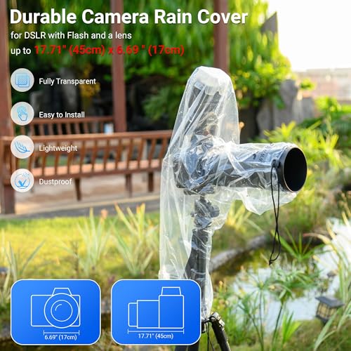 Image of 2 Pack 18 inch Long Camera Rain Cover with Flash Dust Sleeve Protector for Canon EOS R5 R6 Rp 5D 6D 7D 90D 80D 77D 70D Z7II Z6II Z5 Z50 D850 D810 D780 D750 D610 D500 D3500 D5600 D7500
