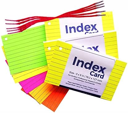 N N Innovation Index Card (3x5 Inch) Ruled Flash Card with Five Colors 76.2x127mm, 3 Sets (50 Cards x 3 Sets = 150 Cards)