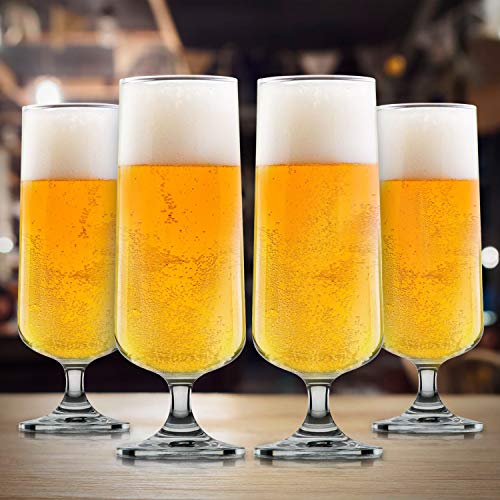 Craft Beer Glasses-Pilsner Glasses-Nucleated for Better Head Retention, Aroma and Flavor (4 Pack)-Handsomely Designed, Crystal Glass 12oz Craft Beer Glass for Beer Drinking Enhancement- Beer Enjoyment - Thumbnail 4