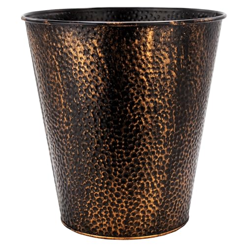 Image of BROOKSTONE, Decorative Metallic Bronze Waste Basket Trash Can - Stylish and Functional Addition to Any Room